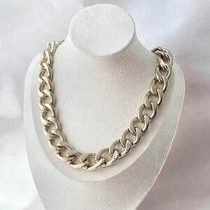 Graziano Chunky Chain gold Tone Statement Neckace 18" Adjustable Mobwives Vtg
